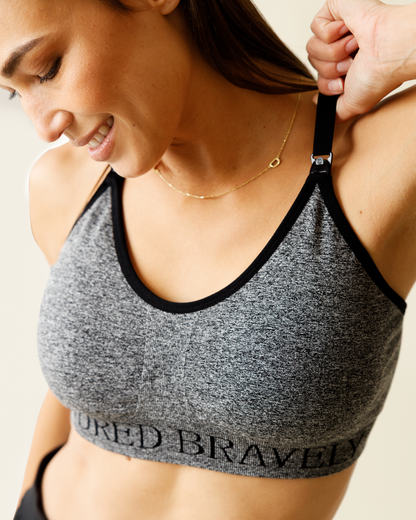 Kindred Bravely Nursing Sports Bra in Heather Grey